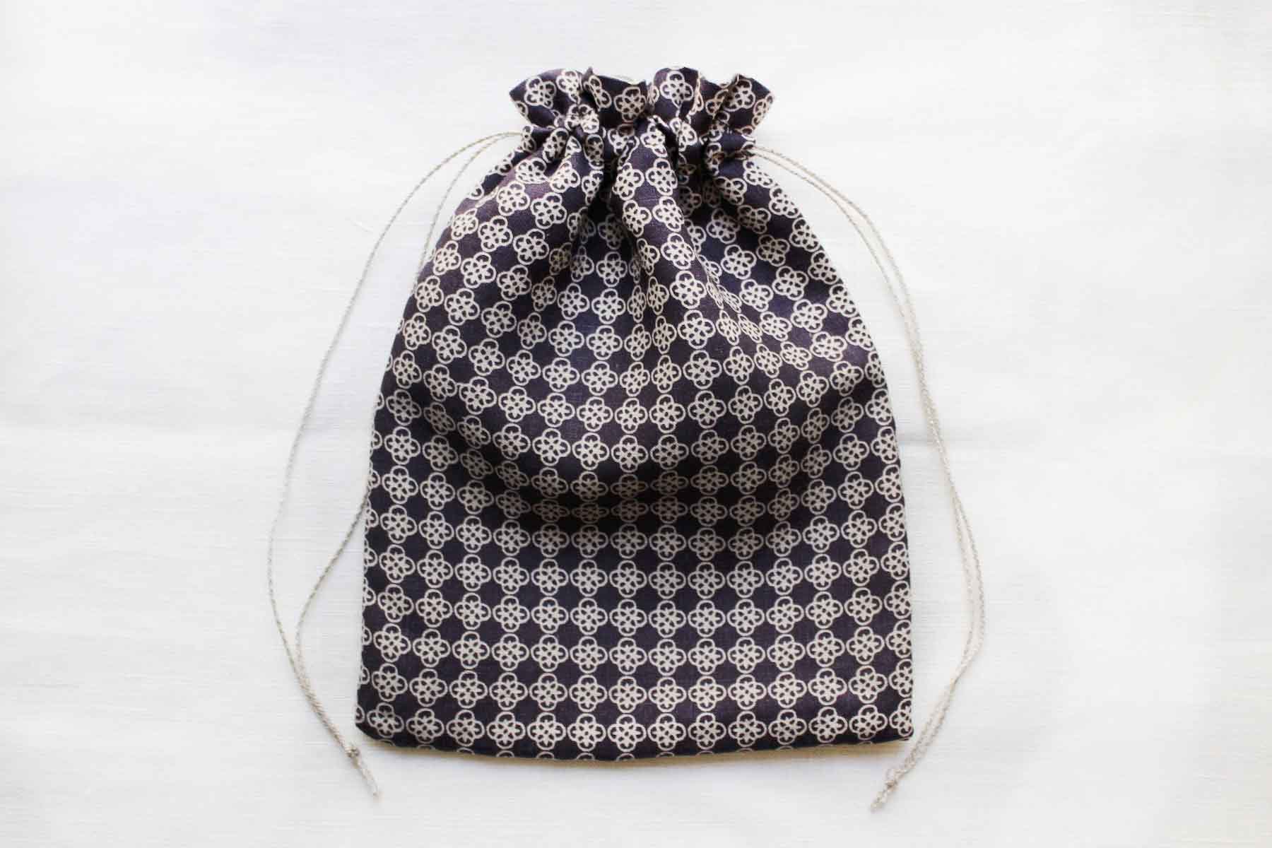 リネンプリントルールー<br />巾着セットマルベリー